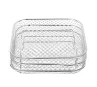 Generic Stackable Air Fryer Drying Rack 3-Tier Stainless Steel Dehydrator Shelf with Elevated Feet and Bowl Clamp, Square Air Fryer Accessory Stand for Kitchen Use, 8pcs Set