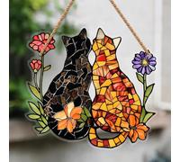 Generic Stained Glass Cat Window Hanging Decor, Cat Acrylic Suncatchers Window Hangings