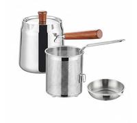 Generic Stainless Oil Strainer Pot Equipped with Mesh Basket Lid Handle and Oil Container Assembled in 304 Stainless Steel Suitable for Cooking and Storing