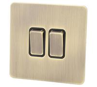 Generic Stainless Steel 2 Gang Wall Switch Antique Copper Finish Decorative Panel for Interior Spaces 86x86mm