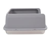 Generic Stainless Steel Anti Splashing Litter Box Removable High Sides Extra Large Cat Litter Box Easy Cleaning (Light Grey)