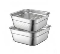 Generic Stainless Steel Basin Square Container Wash Bowl Flat Bottom Metal Holder Open Top Suitable for Kitchen Laundry Room, 40cm