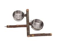 Generic Stainless Steel Bird Cage Stand Feeder with Wood Material - Great Choice for Owners and Bird Enthusiasts (L)