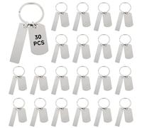 Generic Stainless Steel Blank Dog Tags, 30 Pcs Round Stamping Blanks with Hole, Metal Pet Tags Polished with Key Rings for Jewelry Bracelet Making Engraving