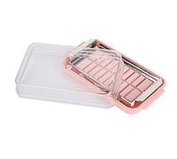 Generic Stainless Steel Butter Cutter Container with Transparent Lid for Butter Storage in Kitchen, Durable Plastic and Steel, Approx. 7.5x4.1x1.6in ( Grid Cutting Box (Pink Bottom +