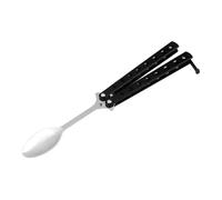 Generic Stainless Steel Butterfly Spoon Set for Outdoor Dining, Black Handle