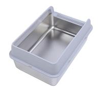 Generic Stainless Steel Cat Litter Box, Easy To Clean Metal Litter Box Anti Splashing Ample Space High Wall Sides for Pet Shop (L)