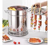 Generic Stainless Steel Charcoal Barrel BBQ Grill - Round, Silver - 14.96 Inch Diameter - Vertical Hanging Oven - Smokeless Grilling - Perfect for Indoor/Outdoor/Camping