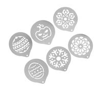 Generic Stainless Steel Coffee Stencils Set with Professional Appearance and Easy to Use Design 6pcs for Cappuccino Art Templates for Latte Foam Decorating