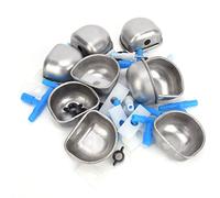 Generic Stainless Steel Drinker Water Bowl Durable Rust Proof Easy Install Drinking Feeder for Hutch Farm Cage Accessories 10 Sets (Siamese tee)