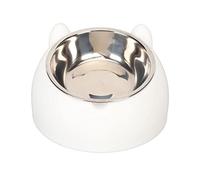 Generic Stainless Steel Elevated Cat Food Bowl with 200ml Capacity for Flat Faced Cats, Dogs Easy Swallow Tilt Pet Bowl for Persian Cats White