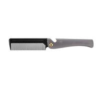 Generic Stainless Steel Folding Beard Comb Lightweight Anti-Static Moustache Shaping Comb for Travel and Daily Use Black and Amber (#2)