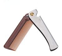 Generic Stainless Steel Folding Beard Comb Lightweight Anti-Static Moustache Shaping Comb for Travel and Daily Use Black and Amber (#1)