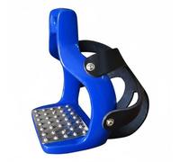 Generic Stainless Steel Hand-Finished Aluminum Support With Textured Pedal Toe Cage and Net Cover for and Durability Suitable for Trail Riding Training Rides, Blue, With Cowhide Protective Cover