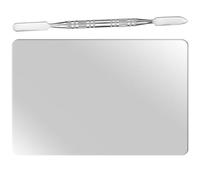 Generic Stainless Steel Makeup Mixing Palette with Spatula Set for Foundation Eyeshadow Nail Art, Professional Cosmetic Blending Tray for Face Makeup Artists and Beauty Use