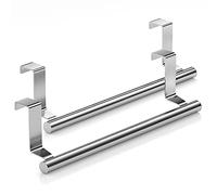 Generic Stainless Steel Over Door Towel Rack Bar Holders for Universal Fit on Cabinet Cupboard Doors Pack of 2