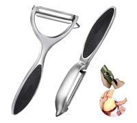 Generic Stainless Steel Potato Peeler, Vegetable Peeler, Orange Citrus Peelers with Non-Slip Handles, Corrosion Resistant, Dishwasher Safe, Versatile Silver Fruit and Vegetable Peeler, Set of 2