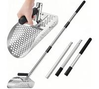 Generic Stainless Steel Sand Scoop Metal Detector Scoop Adjustable Length Handle Sand Sifter Shovel Multi-Function Metal Detecting Tool for Treasure Hunting