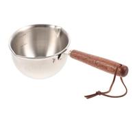 Generic Stainless Steel Small Saucepan 200ML Wooden Handle, 3-Layer Food-Grade Steel Oil Pouring Pot for Cooking Milk and Sauces, Compact Pan Suitable for Kitchen Use
