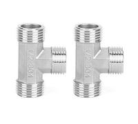 Generic Stainless Steel Threaded Tee Connector Strong for Plumbing, Building, 2 X G1/2in Male Threaded Connector for Gas Medium