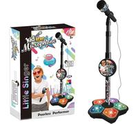 Generic Stand Up Microphone Kids, Black, Karaoke Machine with Lights, USB & 3.5mm Jack Connectivity, Classic Style, Adjustable Stand for Kids, Karaoke Machines with Flashing Stage Lights