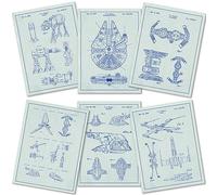 Generic Star Wars Patent Collectable Prints Art/Set Of 6 A4 Prints/Fan Gift Poster Original Vintage Blueprint Wall Decor Retro - FRAMES NOT INCLUDED #879