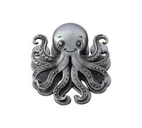 Generic Stationery Clip Vintage Clip Decorative Document Clamp with Ornate Silhouette Textured Plate Alloy Design Suitable for Office Organization scrapbooks, Antique Pewter, Octopus