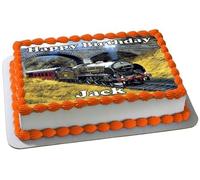 Generic STEAM TRAIN A4 PREMIUM Edible ICING Cake Topper D1 - Silver - Formal Event - Gray