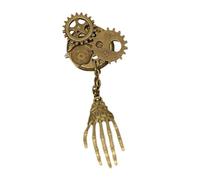 Generic Steampunk Brooch Lapel Pin for Women Girl Men Gear Skull Hand Brooch Badge Pin for Dress