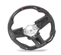 Generic Steering Wheel Hydro Dip Carbon Fiber Look Flat Sport Fit for Mustang 2010-2014 with Perforated Leather Grip