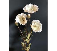 Generic Stem of Cream White Faux Silk Poppies, Artificial Wild Meadow Poppy Flowers, Artificial Beige Cream Poppy Flower Stem, Tall Faux Poppy Stem