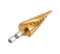 Generic Step Drill Bit Coated Spiral Flute Hex Shank Power Tools 4-20mm for Drilling Thin Materials Like Iron, Aluminum, PVC, and Wood 1pc HSS