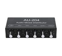 Generic Stereo Sound Signal Mixer Compact 2 in 4 Out Headphone Amplifier for Studio and Stage Performance Aluminium Alloy Black