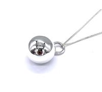 Generic Sterling Silver Harmony Chime Ball Charm Pendant, Unisex Adults' Classic Necklace, 14 mm, With/Without 18" Sterling Silver Curb Chain
