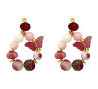 Generic Stone Butterfly Earrings, Dangle Beaded S925 Post Silver, Vintage Her Gift Style