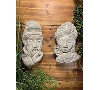 Generic Stone Garden Pair of Oriental Chinese Couple Wall Plaque Ornaments