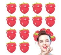 Generic Strawberry Foam Hair Rollers, 12 Pcs, Red, Sponge, Heatless Curlers for Overnight Curls, Suitable for All Hair Types