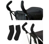 Generic Stretchable Universal Fit Stroller Handle Covers for Carriage with Hook Loop Closure, Sturdy Black Nylon Fabric Grip Cover Suitable for Umbrella Type Strollers