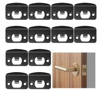 Generic Strike Plates for Doors, Full Lip Round Corner, Stainless Steel Deadbolt, Twelve Pcs, Black Door Reinforcement Kit, Compatible with Most Standard Wooden Doors and Locks