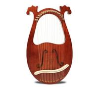 Generic Stringed Harp Musical Instrument Acoustic Harp Folk Harp With Traditional Shape And Reinforced Pegs For Consistent, 16-String Box-type Lyre Harp With Flower Pattern, Coffee Brown Color