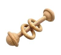 Generic Students with Interrupted Formal Education Wood Rattle Teether Ring Pack Montessori Gray Double Gender Neutral Scholastic Early Learners (Khaki, One Size)