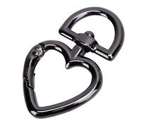 Generic Sturdy 12PCS Heart Shape Swivel Buckles with Press to Open Design, Versatile Crafting Options, and Wide Application for Keys and ID Organization (Silver Black)