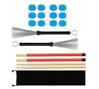 Generic Sturdy Drum Brush Set with Metal, Wood and Cloth Materials for Balanced Feel, Drumming Equipment for New Drummers and Experienced Players in Jazz and Rock Performances