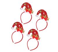 Generic Stylish Red Wool Christmas Hair Bands Lightweight Headdress with Unique Design 4pcs Stays on Firmly, at Christmas Parties and Photo Props