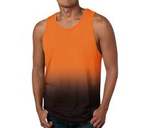 Generic Summer Vests for Men UK Boys Vest Workout Vest Cotton Tshirt Sleeveless Tank Tops Men Dry-Fit Workout Shirts Athletic Muscle Tank Hawaiian Sports Vest Beach Orange