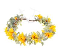 Generic Sunflower Floral Headband Wreath Hair Crown Yellow Artificial Flower Headpiece for Wedding Bridal Hair Accessories and Cosplay