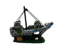 Generic Sunken Ship Resin Aquarium Decoration, Double Sided, Bubble Tube Compatible, Small Medium Fish Tank Ornament