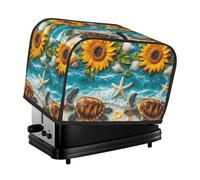 Generic Sunlower Beach Turtle Print 2 Slice Toaster Cover, Dustproof Kitchen Machine Covers Fits Most Standard Toaster, Small Kitchen Appliance, Bread Maker Protector
