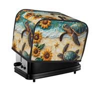 Generic Sunlower Beach Turtle Print 2 Slice Toaster Cover, Dustproof Kitchen Machine Covers Fits Most Standard Toaster, Small Kitchen Appliance, Bread Maker Protector