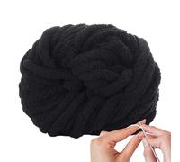 Generic Super Chunky Chenille Soft Wool Yarn for Knitting, Crochet, Handmade Crafts, Scarves, Blankets, Hats, 27m, 2cm Thick, Black